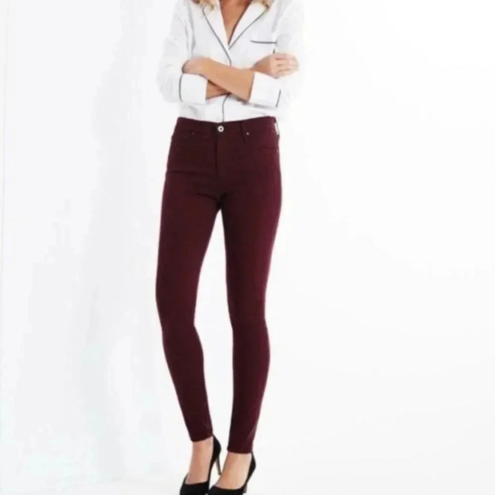 AG Adriano Goldschmied Farrah Dark Red Skinny Jeans 29